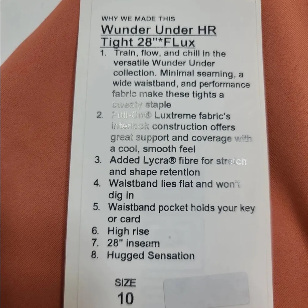 Lululemon Wunder Under HR Tight 28” Flux Rustic Coral RUSC Size 10 NEW - Picture 6 of 13